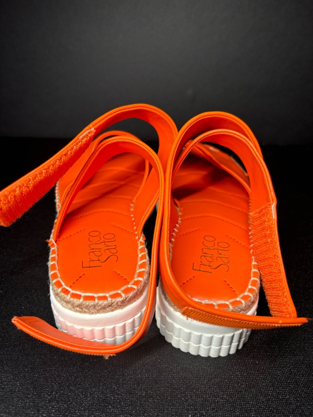 Franco Sarto Neon Orange Leather Platform Espadrille Sandals Size 6 - Picture 8 of 14